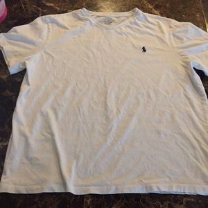 Large white polo v-neck shirt